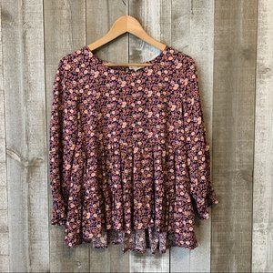 Jane and Delancey Floral Peasant Peplum Top